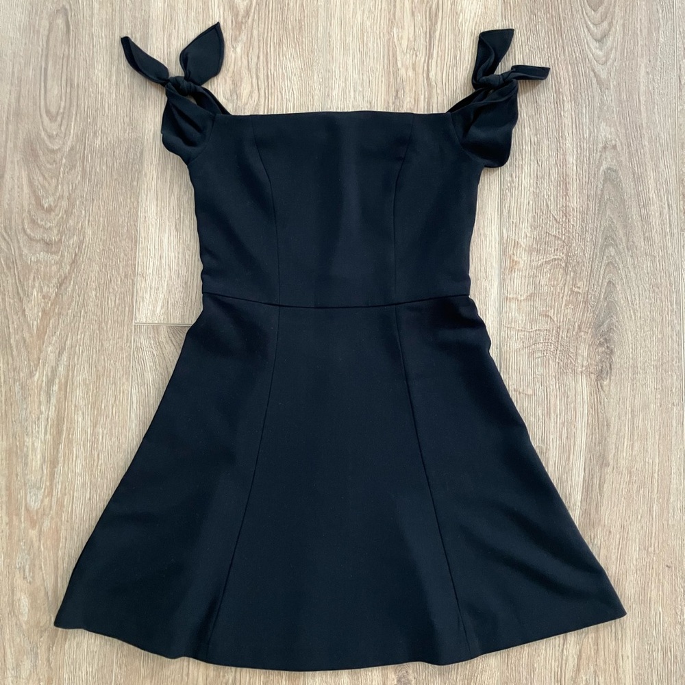French Connection Off the Shoulder Black Mini Dress, Size 6